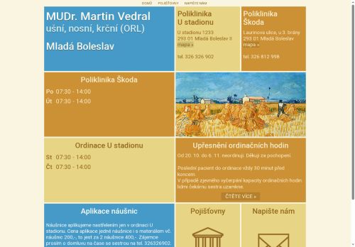 Zobrazit webové stránky ORL ambulance - MUDr. Martin Vedral (Poliklinika Škoda)