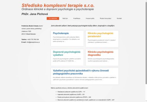 Zobrazit webové stránky Ordinace klinické a dopravní psychologie a psychoterapie Středisko komplexní terapie s.r.o. - PhDr. Jana Pichová