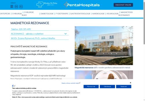 Zobrazit webové stránky Magnetická rezonance Klinika Dr. Pírka