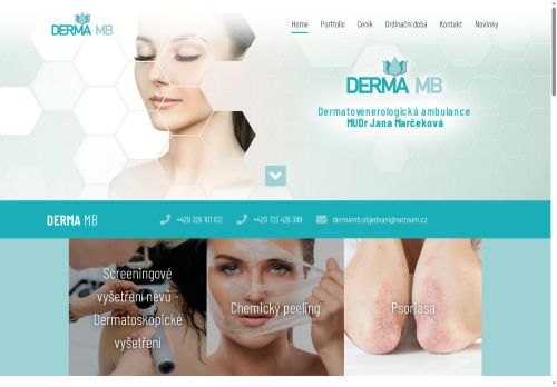 Zobrazit webové stránky Kožní ambulance DERMA MB - MUDr. Jana Marčeková