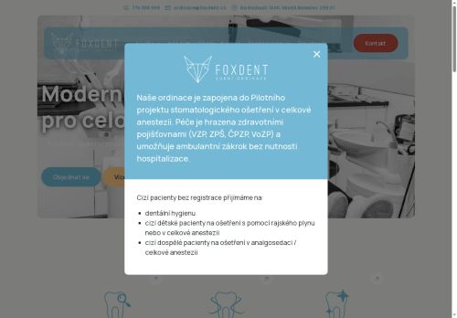 Zobrazit webové stránky Zubní ordinace FOXDENT - MDDr. Tereza Schánilcová, MDDr. Veronika Hlavatá, MDDr. Kateřina Čermáková, MDDr. František Lederer