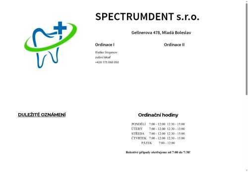 Zobrazit webové stránky Stomatologie Spectrum Dent s.r.o. - stomatolog V. Stojanov