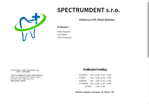 Zobrazit webové stránky Stomatologie Spectrum Dent s.r.o. - stomatolog V. Stojanov