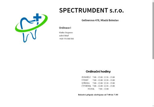 Zobrazit webové stránky Stomatologie Spectrum Dent s.r.o. - stomatolog V. Stojanov