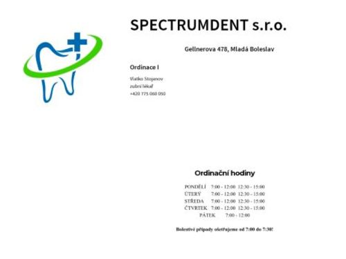 Stomatologie Spectrum Dent s.r.o. - stomatolog V. Stojanov