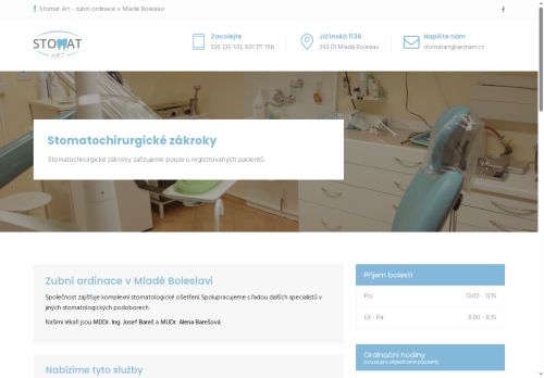 Zobrazit webové stránky Zubní ordinace Stomat Art - MDDr. Ing. Josef Bareš, MUDr. Alena Barešová