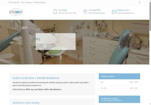 Zobrazit webové stránky Zubní ordinace Stomat Art - MDDr. Ing. Josef Bareš, MUDr. Alena Barešová