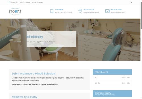 Zobrazit webové stránky Zubní ordinace Stomat Art - MDDr. Ing. Josef Bareš, MUDr. Alena Barešová