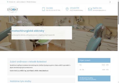 Zobrazit webové stránky Zubní ordinace Stomat Art - MDDr. Ing. Josef Bareš, MUDr. Alena Barešová