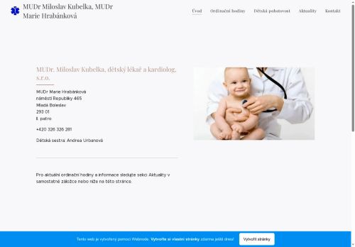 Zobrazit webové stránky Praktický lékař pro děti a dorost a dětská kardiologie - MUDr. Miloslav Kubelka, MUDr. Marie Hrabánková