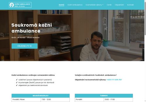Zobrazit webové stránky Kožní ambulance - MUDr. Jiří Korda