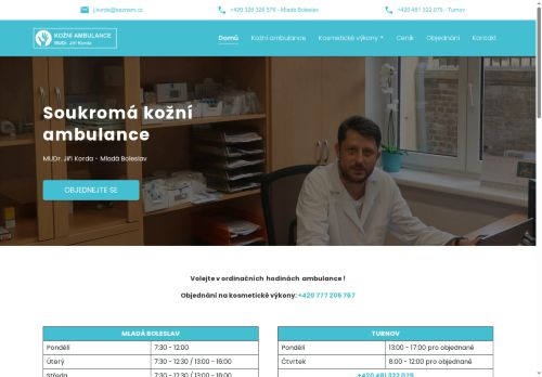 Zobrazit webové stránky Kožní ambulance - MUDr. Jiří Korda