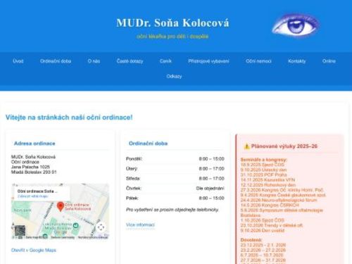 Oční ordinace - MUDr. Soňa Kolocová