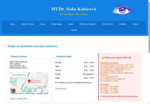 Zobrazit webové stránky Oční ordinace - MUDr. Soňa Kolocová