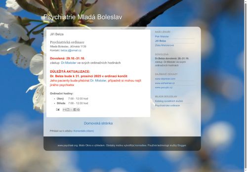 Zobrazit webové stránky Psychiatrie Mladá Boleslav - MUDr. Jiří Belza