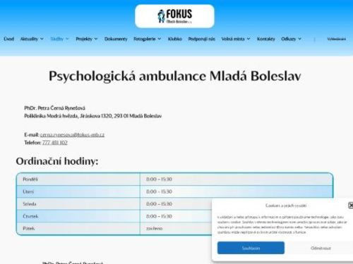 Psychologická ambulance FOKUS Mladá Boleslav z.s. - PhDr. Petra Černá Rynešová