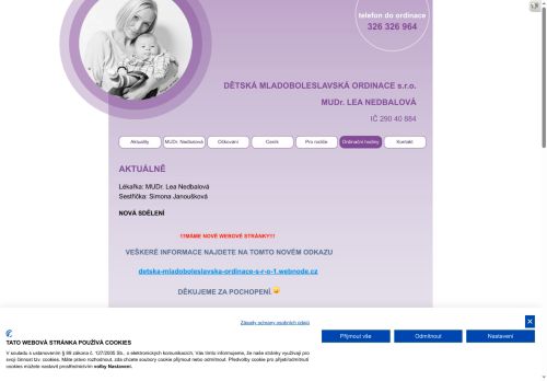 Zobrazit webové stránky Praktický lékař pro děti a dorost Dětská mladoboleslavská ordinace s.r.o. - MUDr. Lea Nedbalová