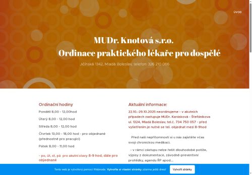 Zobrazit webové stránky Praktický lékař pro dospělé - MUDr. Hana Knotová