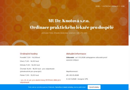 Zobrazit webové stránky Praktický lékař pro dospělé - MUDr. Hana Knotová