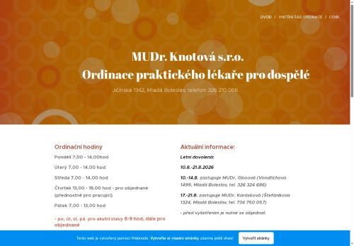 Zobrazit webové stránky Praktický lékař pro dospělé - MUDr. Hana Knotová