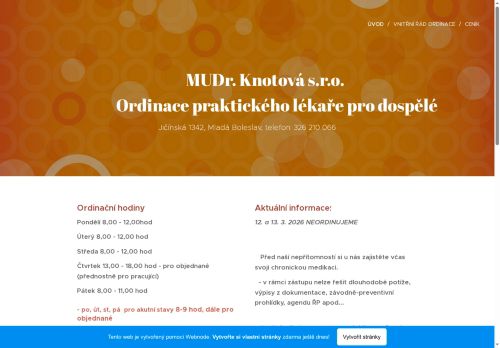 Zobrazit webové stránky Praktický lékař pro dospělé - MUDr. Hana Knotová