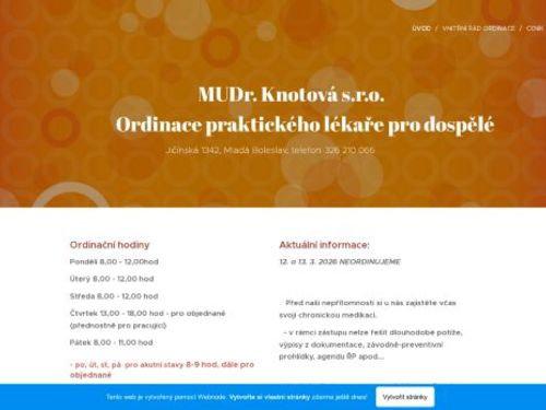 Praktický lékař pro dospělé - MUDr. Hana Knotová