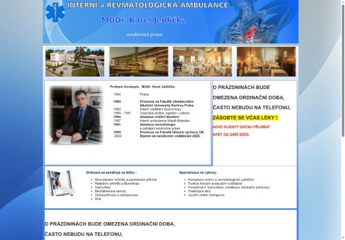 Zobrazit webové stránky Interní a revmatologická ambulance - MUDr. Karel Jedlička