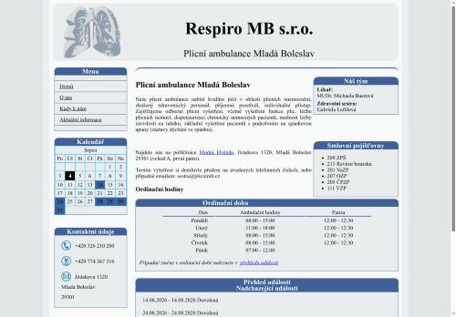 Zobrazit webové stránky Plicní ambulance Respiro MB s.r.o. - MUDr. Michaela Baerová