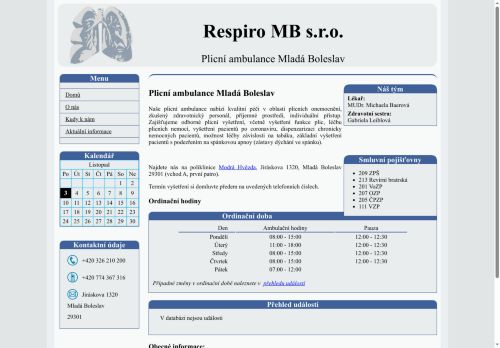 Zobrazit webové stránky Plicní ambulance Respiro MB s.r.o. - MUDr. Michaela Baerová
