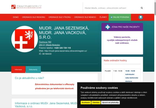 Zobrazit webové stránky Praktický lékař pro děti a dorost - MUDr. Jana Sezemská, MUDr. Jana Vacková