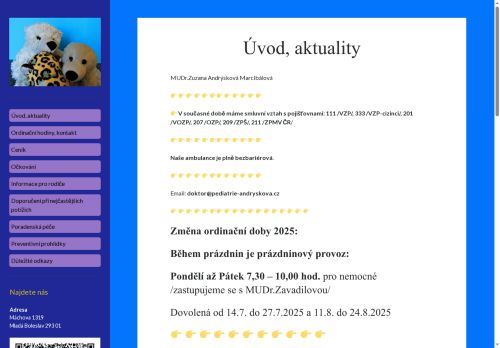 Zobrazit webové stránky Praktický lékař pro děti a dorost - MUDr. Zuzana Andrýsková Marcibálová