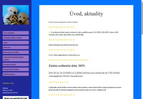 Zobrazit webové stránky Praktický lékař pro děti a dorost - MUDr. Zuzana Andrýsková Marcibálová