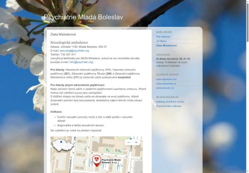 Zobrazit webové stránky Sexuologická ambulance Psychiatrie Mladá Boleslav s.r.o. - MUDr. Zlata Mistolerová