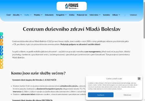 Zobrazit webové stránky Centrum duševního zdraví Mladá Boleslav - FOKUS Mladá Boleslav z.s.
