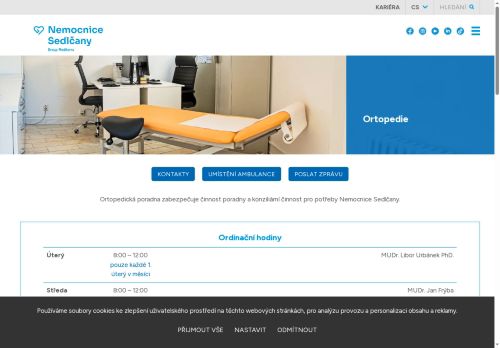 Zobrazit webové stránky Ortopedická poradna - Nemocnice Sedlčany - MUDr. Urbánek, MUDr. Frýba, MUDr. Znojemský, MUDr. Hamberger
