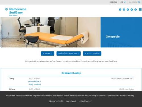 Ortopedická poradna - Nemocnice Sedlčany - MUDr. Urbánek, MUDr. Frýba, MUDr. Znojemský, MUDr. Hamberger