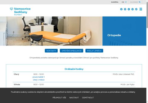 Zobrazit webové stránky Ortopedická poradna - Nemocnice Sedlčany - MUDr. Urbánek, MUDr. Frýba, MUDr. Znojemský, MUDr. Hamberger