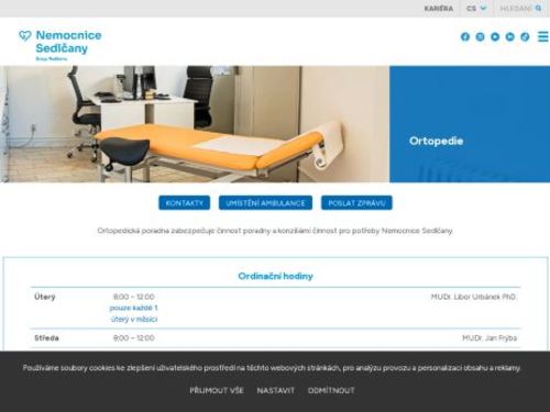 Ortopedická poradna - Nemocnice Sedlčany - MUDr. Urbánek, MUDr. Frýba, MUDr. Znojemský, MUDr. Hamberger