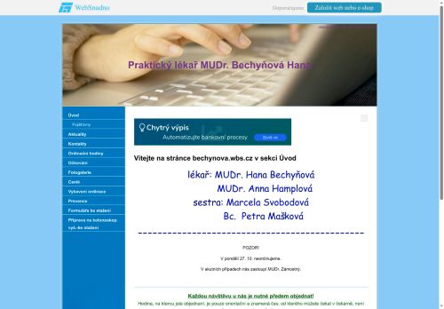 Zobrazit webové stránky Praktický lékař pro dospělé - MUDr. Hana Bechyňová