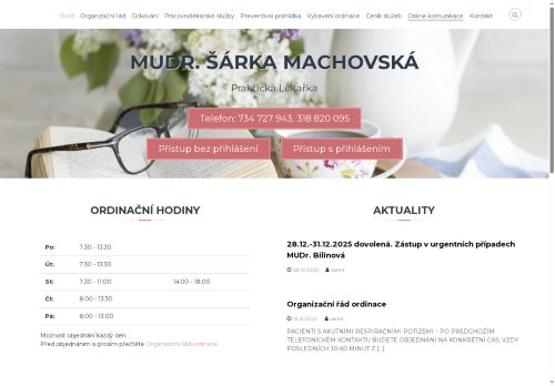 Zobrazit webové stránky Praktický lékař pro dospělé - MUDr. Šárka Machovská
