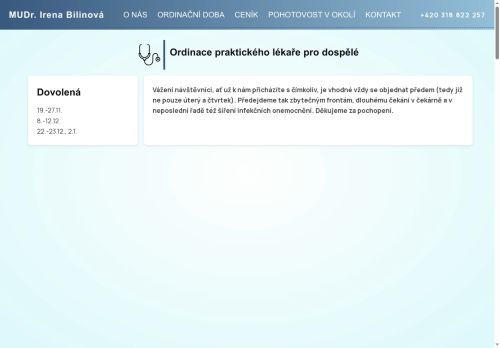Zobrazit webové stránky Praktický lékař pro dospělé - MUDr. Irena Bilinová