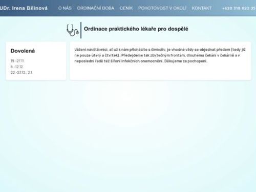 Praktický lékař pro dospělé - MUDr. Irena Bilinová