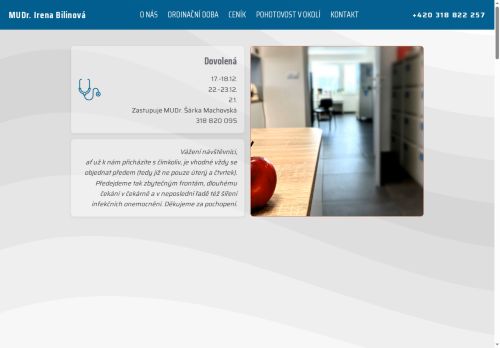 Zobrazit webové stránky Praktický lékař pro dospělé - MUDr. Irena Bilinová