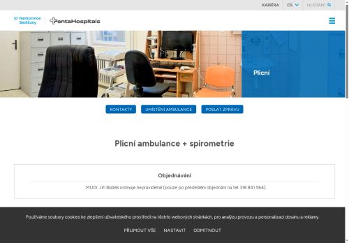 Zobrazit webové stránky Plicní ambulance - Nemocnice Sedlčany - MUDr. Andrea Matulová