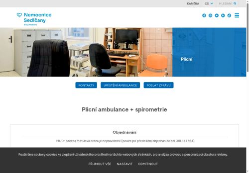 Zobrazit webové stránky Plicní ambulance - Nemocnice Sedlčany - MUDr. Andrea Matulová