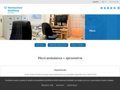 Plicní ambulance - Nemocnice Sedlčany - MUDr. Andrea Matulová