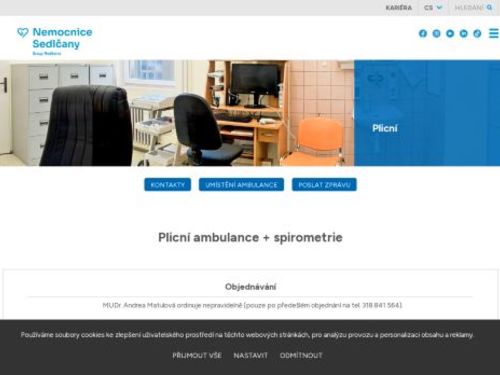 Plicní ambulance - Nemocnice Sedlčany - MUDr. Andrea Matulová