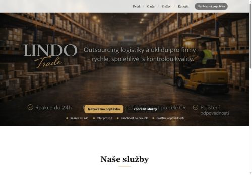Webové stránky LINDO Trade s.r.o., Pavlov