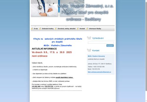Zobrazit webové stránky Praktický lékař pro dospělé - MUDr. Vladimír Zámostný