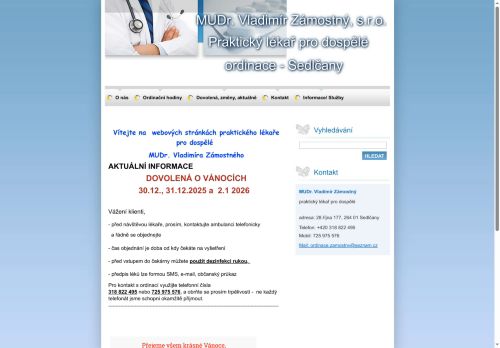 Zobrazit webové stránky Praktický lékař pro dospělé - MUDr. Vladimír Zámostný